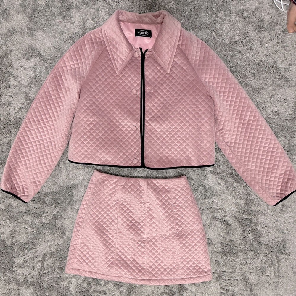 CIDER BLUSH PINK QUILTED COORDS